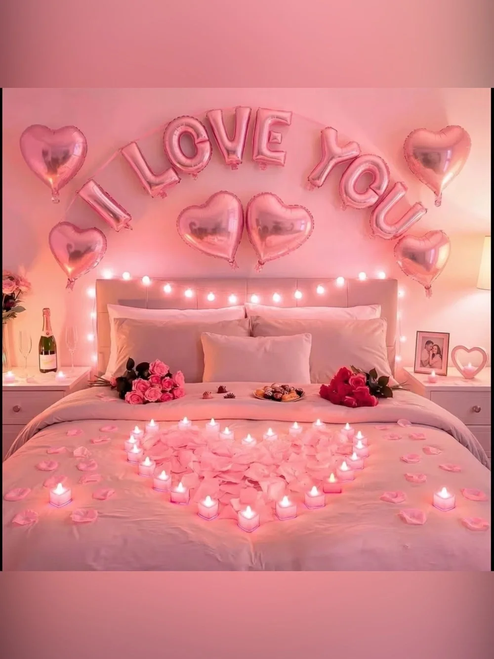 Romantic Pink 'I LOVE YOU' Balloon & Heart Party Set